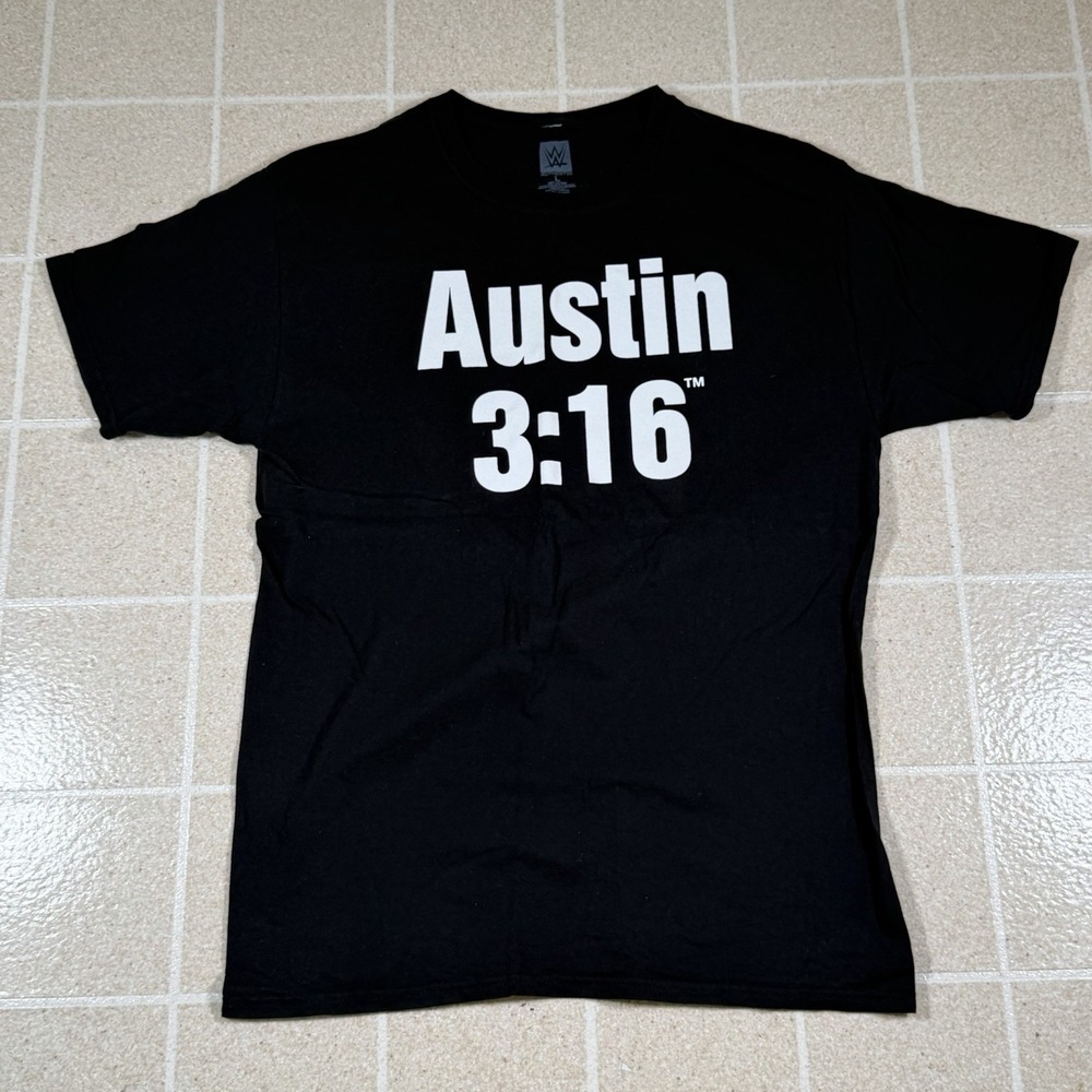 WWE Stone Cold Steve Austin T-Shirt Adult Large Austin 3:16 Black Short Sleeve